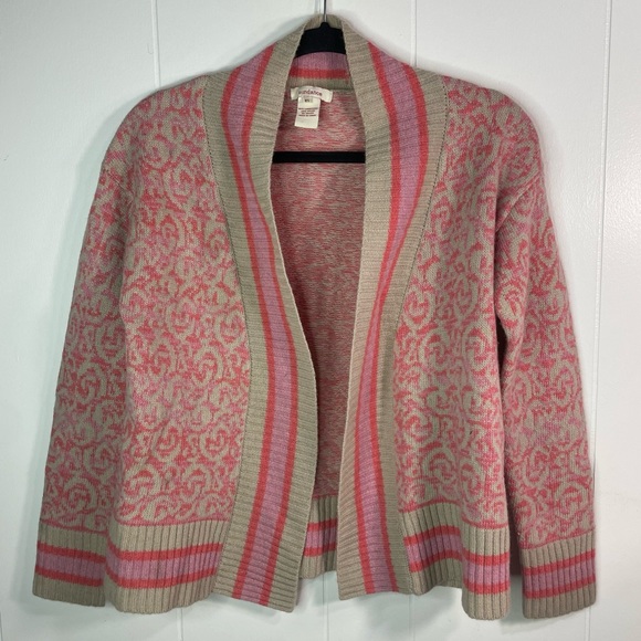 Sundance Sweaters - Sundance Womens XS Cardigan Sweater Cherry Hill Pink / Tan Open Cardigan